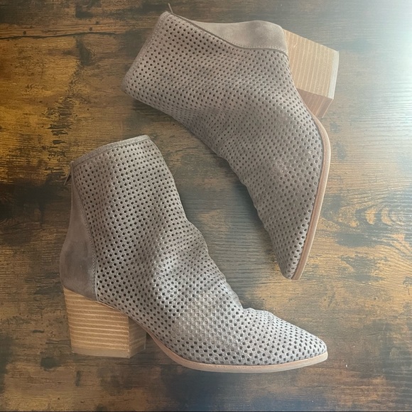 Jeffrey Campbell Jenelle Taupe Suede Laser Cut Bootie - Picture 3 of 7